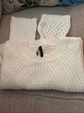 Yoki Cream Open-Knit Crewneck Sweater